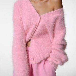 Women's Pink Fuzzy Sweater